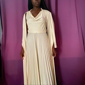 Vintage pleated gown with matching cape